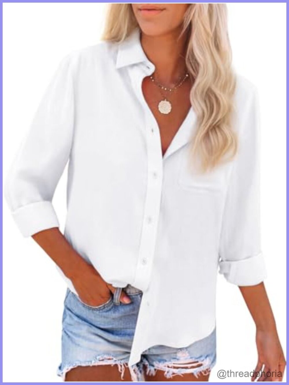 Womens Cotton Button Down Shirt Oxford Long Sleeve Work Blouse Pocket